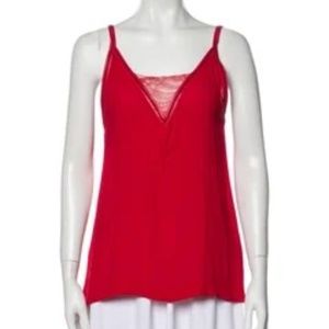 Maje V-Neck Sleeveless Top Red Tank Top